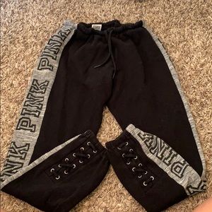 Black and gray sweatpants